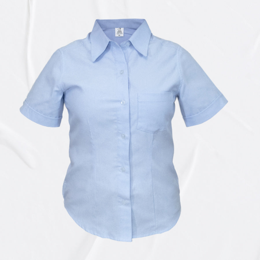 Blusa manga corta Oxford mujer