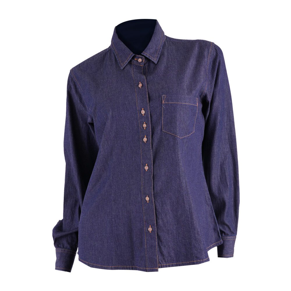 Women's lightweight indigo long-sleeved blouse