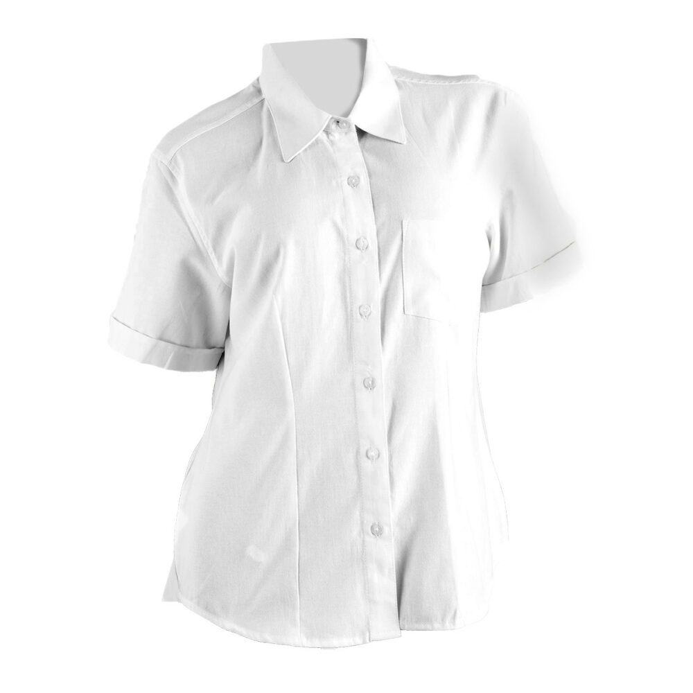 Blusa manga corta Oxford mujer