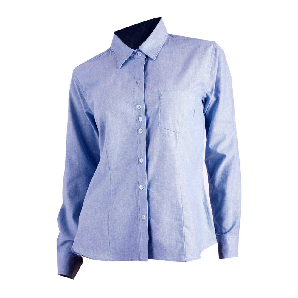 Blusa manga larga Oxford mujer