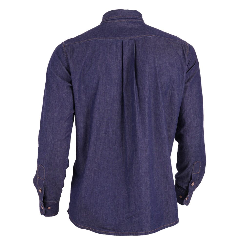 Camisa índigo liviano manga larga hombre