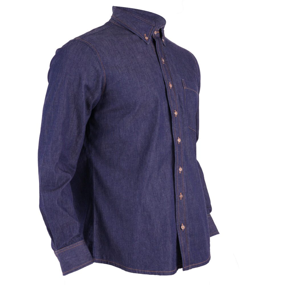 Camisa índigo liviano manga larga hombre