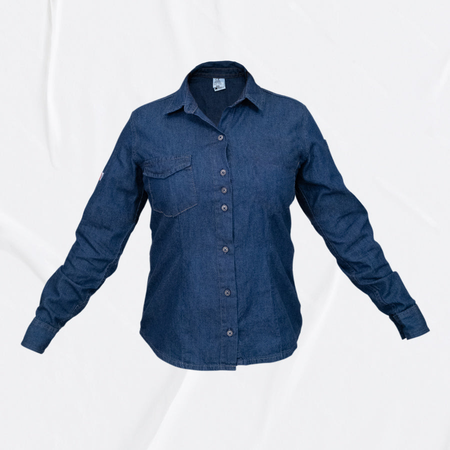Blusa índigo liviano manga larga mujer