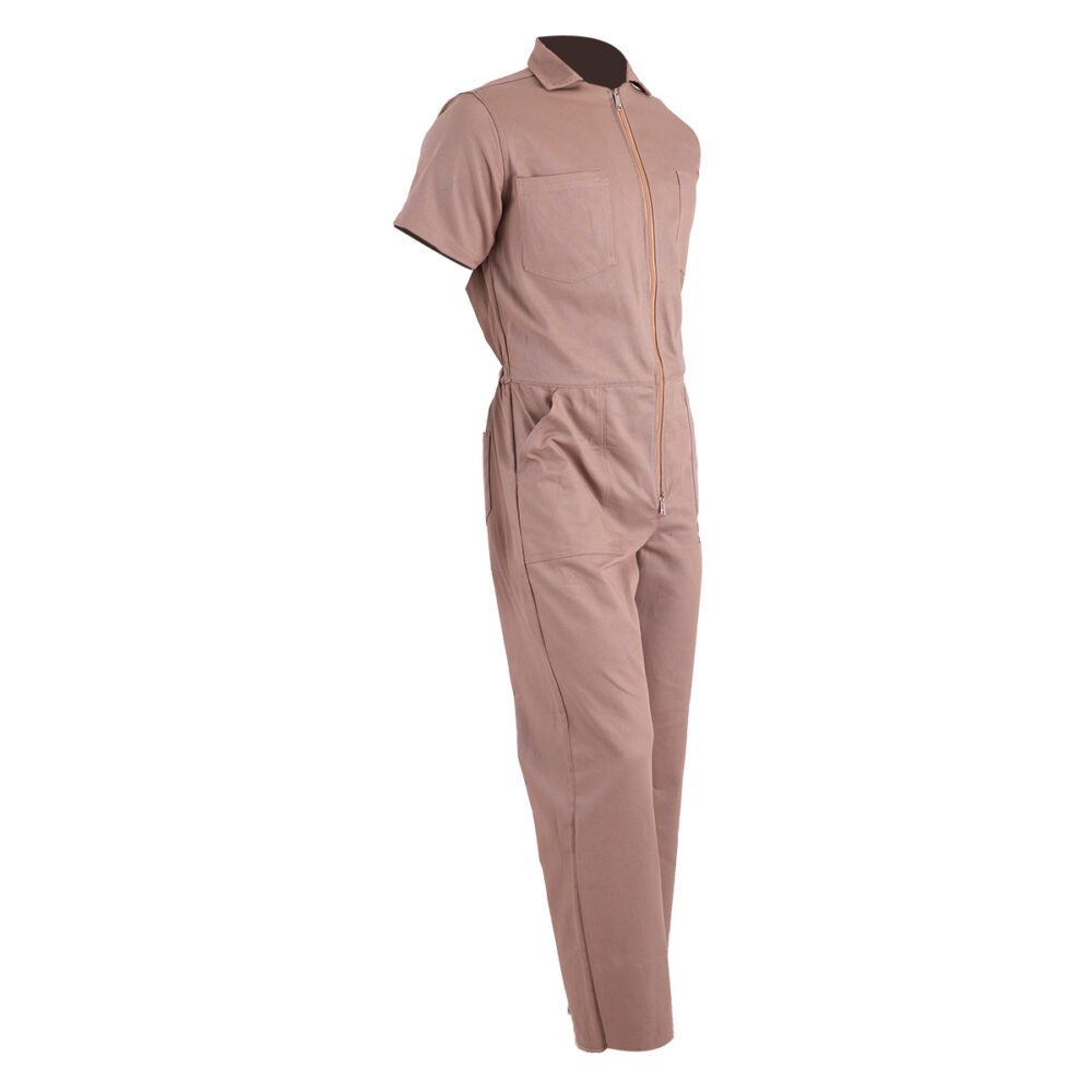 Short-sleeved twill coveralls