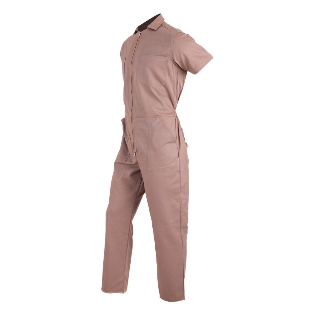 Short-sleeved twill coveralls